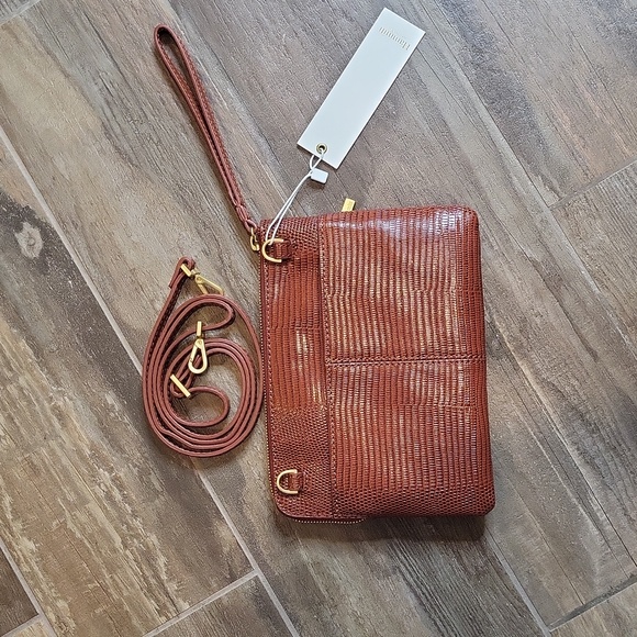 Rare Hammitt Nash Redwood Lizard Leather Clutch Wristlet Brushed Gold Hardware - Picture 11 of 15